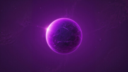 Fototapeta premium Vibrant Purple Planet Surrounded By Cosmic Mystique