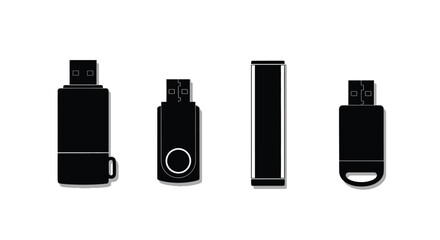Collection of usb flash drive silhouettes in various designs