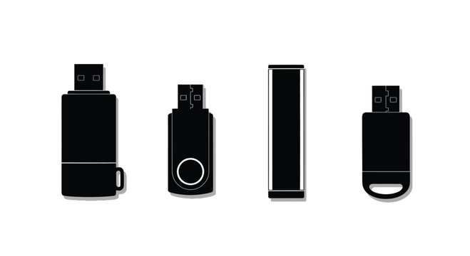Collection of usb flash drive silhouettes in various designs
