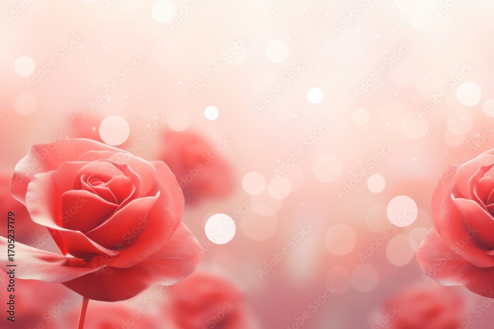 Wall mural red rose shape pattern bokeh effect background backgrounds abstract flower.
