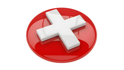 Bold white cross symbol on red circle conveys cancellation and error in a modern design