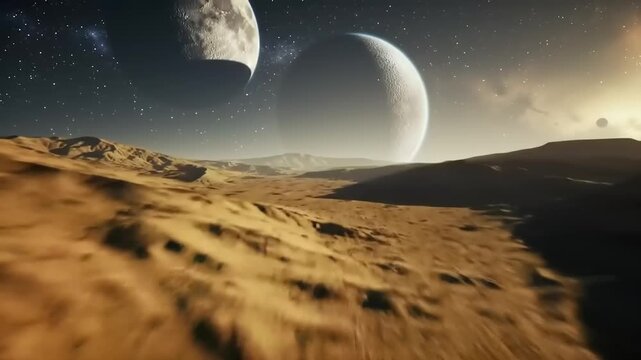 Desert landscape on alien planet