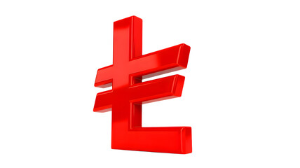 Obraz premium Striking red Turkish lira currency symbol for financial markets and global economics visuals