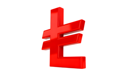 Striking red Turkish lira currency symbol for financial markets and global economics visuals