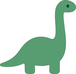 Simple Flat Color Dinosaur Illustration Cute Brontosaurus Shape Drawing