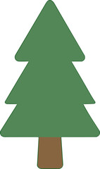 Obraz premium Simple Flat Style Pine Tree Icon with Brown Trunk Illustration