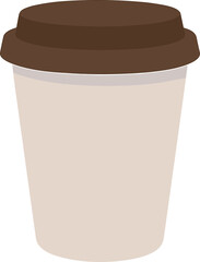 Simple Flat Style Coffee Cup Illustration With Brown Lid Design