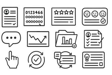 Business and finance line icon set. analytics, reports, and strategy icons collection