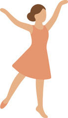 Simple Flat Illustration of a Woman Dancer with Arm Raised Design Element