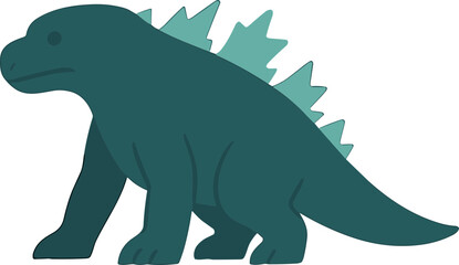 Simple Flat Cartoon Dinosaur Creature Illustration for Kids Design
