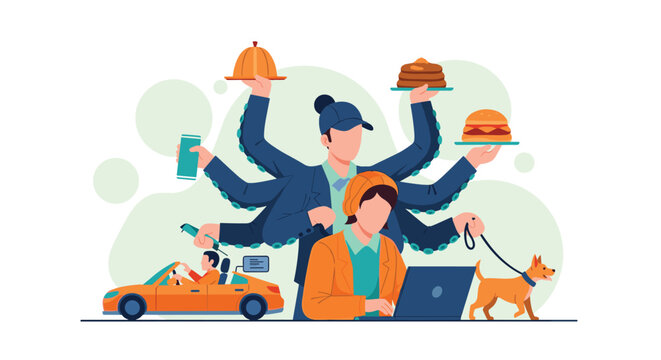 Multitasking person juggling work and life with ease.