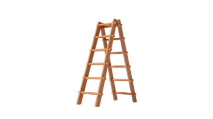 Wooden step ladder for construction, home improvement, or DIY projects provides easy access