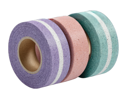 Three rolls of textured tape in various pastel colors
