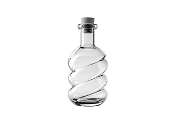 Clear glass bottle with swirling design