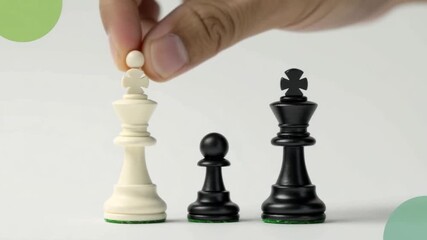 This footage showcases an engaging chess gameplay moment. It highlights strategy and concentration. Ideal for educational or promotional purposes. Generative AI.