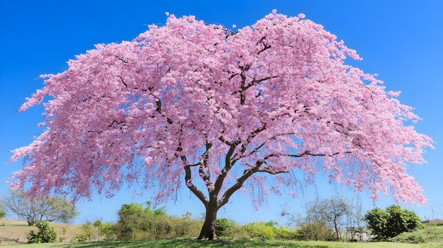 Weeping Cherry Blossom Tree in Full Bloom pink flowers