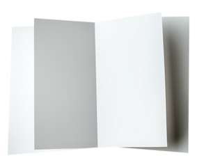 Double side white folded paper in transparent background. AI generated