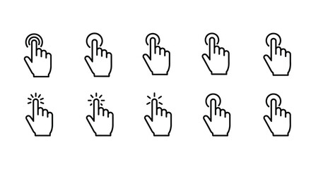 Collection of hand pointer clicks and taps silhouette