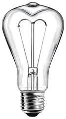A clear incandescent light bulb