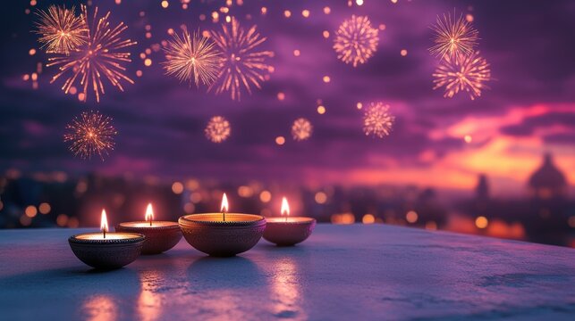 Banner design for diwali festival and podium,Diwali light decoration candle with fireworks,Stage,Product display Showcase design sparkle background,Deepavali,Dipavali,3D podium illustration.