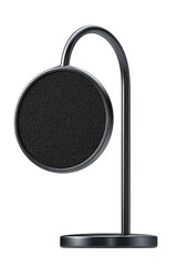Dark, circular speaker dock