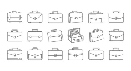 Collection of hand drawn briefcase and suitcase silhouettes