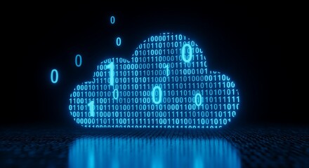 Cloud computing binary data digital technology concept art