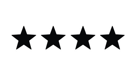 Four black star silhouettes against a white background