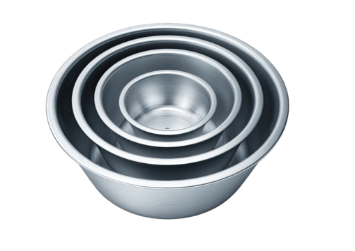 Nested stainless steel mixing bowls