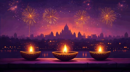 Banner design for diwali festival and podium,Diwali light decoration candle with fireworks,Stage,Product display Showcase design sparkle background,Deepavali,Dipavali,3D podium illustration.