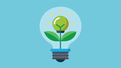 Light bulb with a growing plant symbolizes sustainable energy and innovation in a clean environment
