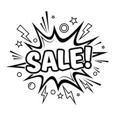 Obraz premium Vector illustration in a pop art comic style with a large speech bubble containing the word 