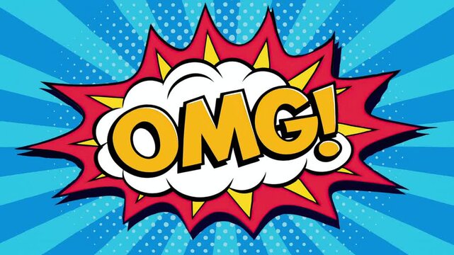 OMG! Comic Book Style Speech Bubble Animation with Pop Art Background for Exciting Reveals