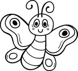 Hand drawn butterfly character illustration, vector