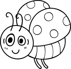 Hand drawn ladybug character illustration, vector