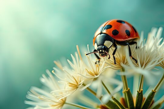 Ai coccinella su di un soffione macro fotografia 04