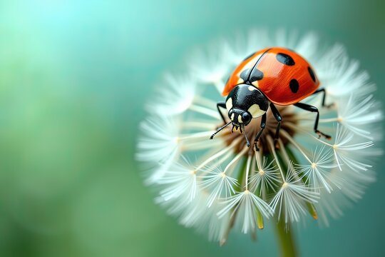 Ai coccinella su di un soffione macro fotografia 03
