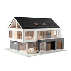 Modern architectural house model isolated on transparent background