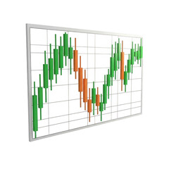Candlestick stock market chart isolated on transparent background