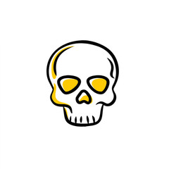 Fototapeta premium Modern skull icon with striking yellow eye sockets