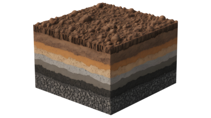 Detailed soil layers and rock strata, perfect for geological studies and educational materials