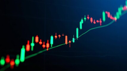 Financial stock market candlestick chart with upward trend - Powered by Adobe