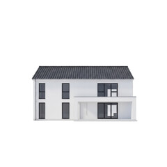 Modern two story white house isolated on transparent background
