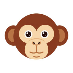 Fototapeta premium Cute cartoon monkey face vector illustration. A simple flat design graphic of a happy primate head isolated on a white background