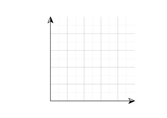 Blank coordinate grid with x-axis and y-axis illustration. Empty graph paper with labeled axes and grid lines