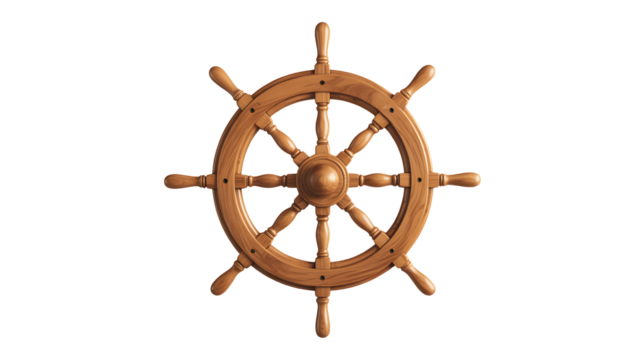 Steer toward adventure with a classic wooden ship wheel nautical symbol of travel and voyage