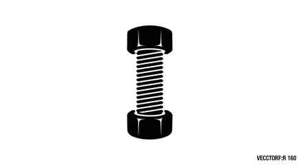 Bolt and nut hardware illustration, mechanical fastener element for design, industry construction
