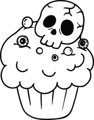 illustration Halloween cupcake hand drawn concept vector