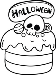 illustration Halloween cupcake hand drawn concept vector