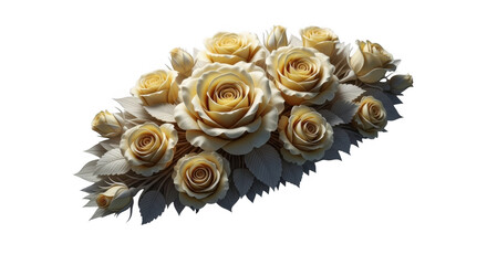 Bouquet of golden roses isolated on transparent background